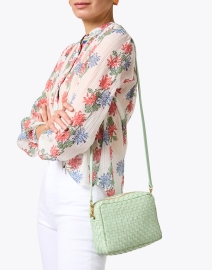 Look image thumbnail - Clare V. - Mint Woven Leather Crossbody Bag