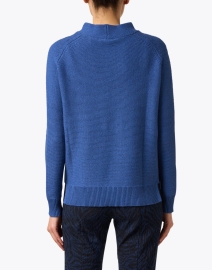 Back image thumbnail - Kinross - Blue Garter Stitch Cotton Sweater