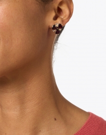 Atelier Mon - Red Garnet and Zirconia Gemstone Stud Earrings 