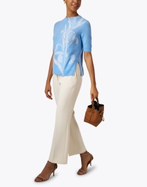 Look image thumbnail - Lafayette 148 New York - Blue Floral Cashmere Sweater