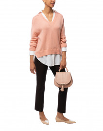 Coral Sweater with White Underlayer
