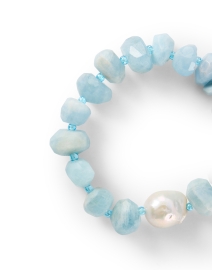 Front image thumbnail - Nest - Aquamarine and Baroque Pearl Stretch Bracelet