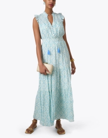 Look image thumbnail - Sail to Sable - Turquoise Print Maxi Dress