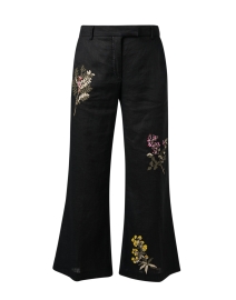 Black Embroidered Linen Pant