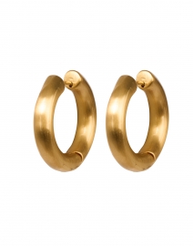 Product image thumbnail - Nest - Brushed Gold Huggie Hoop Earrings