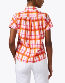 Back image thumbnail - Caliban - Orange and Pink Plaid Cotton Shirt
