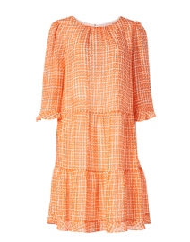 Marc Cain - Orange and White Block Print Ruffle Sleeve Tiered Dress