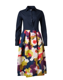 Product image thumbnail - Sara Roka - Elenat Navy Multi Floral Shirt Dress
