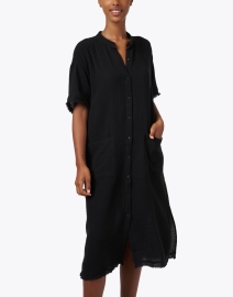 Front image thumbnail - Eileen Fisher - Black Cotton Shirt Dress