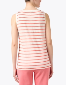 Back image thumbnail - Majestic Filatures - Coral and White Striped Linen Top