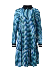 Blue Geometric Print Polo Dress