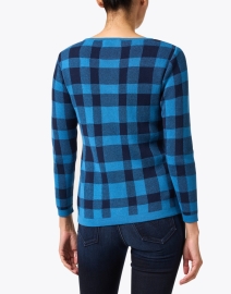 Back image thumbnail - Blue - Inlet Blue Check Cotton Sweater
