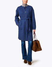 Look image thumbnail - Max Mara Leisure - Obice Blue Wool Blend Belted Coat