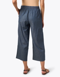 Back image thumbnail - Eileen Fisher - Blue Cotton Twill Cropped Pant