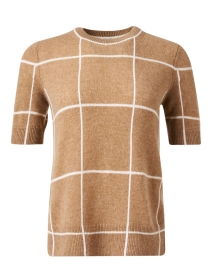Cammello Camel Grid Intarsia Cashmere Sweater