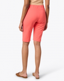 Back image thumbnail - Peace of Cloth - Romy Coral Stretch Cotton Bermuda Shorts