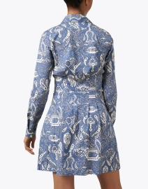 Back image thumbnail - Veronica Beard - Karmi Blue Paisley Print Shirt Dress