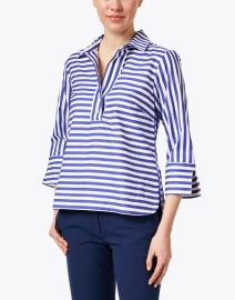 Front image thumbnail - Hinson Wu - Aileen Blue and White Striped Shirt