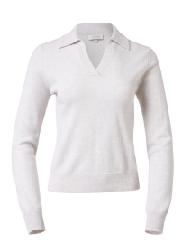 Product image thumbnail - Kinross - Light Grey Cashmere Polo Sweater
