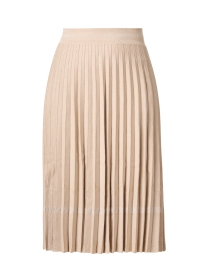 Tan Stretch Wool Pleated Skirt