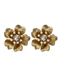 Product image thumbnail - Oscar de la Renta - Crystal and Pearl Blossom Earrings