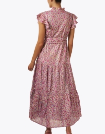 Back image thumbnail - Oliphant - Pink Floral Print Cotton Voile Dress