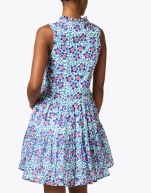 Back image thumbnail - Oliphant - Blue Floral Print Cotton Dress