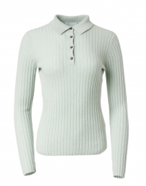 Mint Cashmere Ribbed Polo Sweater