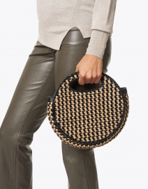 Look image thumbnail - Bembien - Kora Caramel and Black Woven Leather Crossbody Bag
