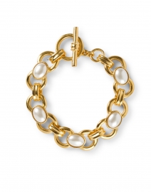 Gold and Pearl Chain Link Bracelet