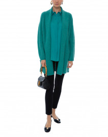 Watergreen Cashmere Ribbed Cardigan