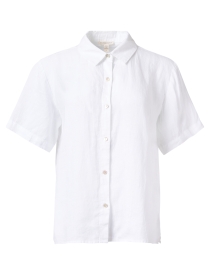 White Short Sleeve Linen Shirt