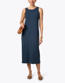 Look image thumbnail - Eileen Fisher - Deep Blue Stretch Jersey Dress