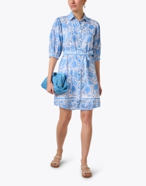 Look image thumbnail - Bell - Blue Floral Belted Shirt Dress