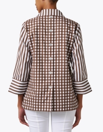Back image thumbnail - Hinson Wu - Aileen Brown and White Striped Cotton Top