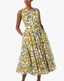Front image thumbnail - Samantha Sung - Aster Yellow Floral Print Cotton Dress
