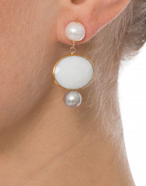 Elizabeth White Agate and Pearl Drop Earrings
