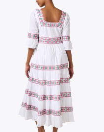 Back image thumbnail - Pink City Prints - Celine White Embroidered Cotton Dress