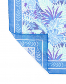 Back image thumbnail - Leggiadro - Blue Palm Print Cashmere Blend Scarf