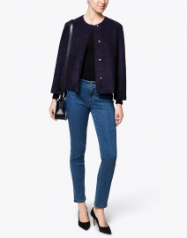 Look image thumbnail - Majestic Filatures - Black Crew Neck Long-Sleeved Stretch Viscose Top