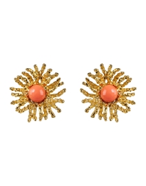 Product image thumbnail - Kenneth Jay Lane - Gold and Coral Reef Earrings