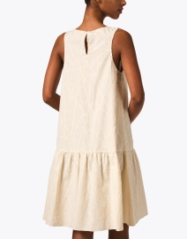 Back image thumbnail - Lafayette 148 New York - Ivory Geometric Textured Cotton Dress