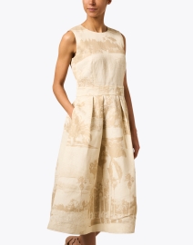 Front image thumbnail - Lafayette 148 New York - Beige Print Fit and Flare Dress