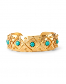 Turquoise Stoned Gold Cuff Bracelet