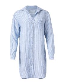 Mary Blue Stripe Linen Shirt Dress