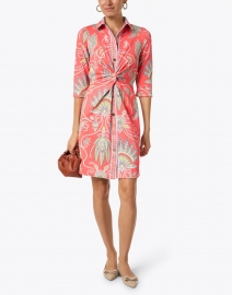 Look image thumbnail - Gretchen Scott - Red Plume Printed Twist Front Dress