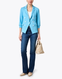 Look image thumbnail - Amina Rubinacci - Blue Linen Cotton Knit Jacket