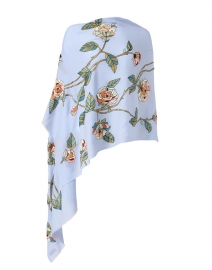 Blue Garden Floral Embroidered Wool Scarf