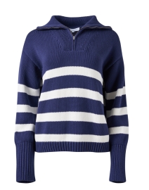Product image thumbnail - White + Warren - Navy and White Cotton Sweater