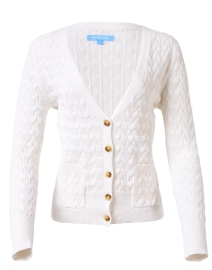 Product image thumbnail - Burgess - Lily White Crochet Cotton Cashmere Cardigan